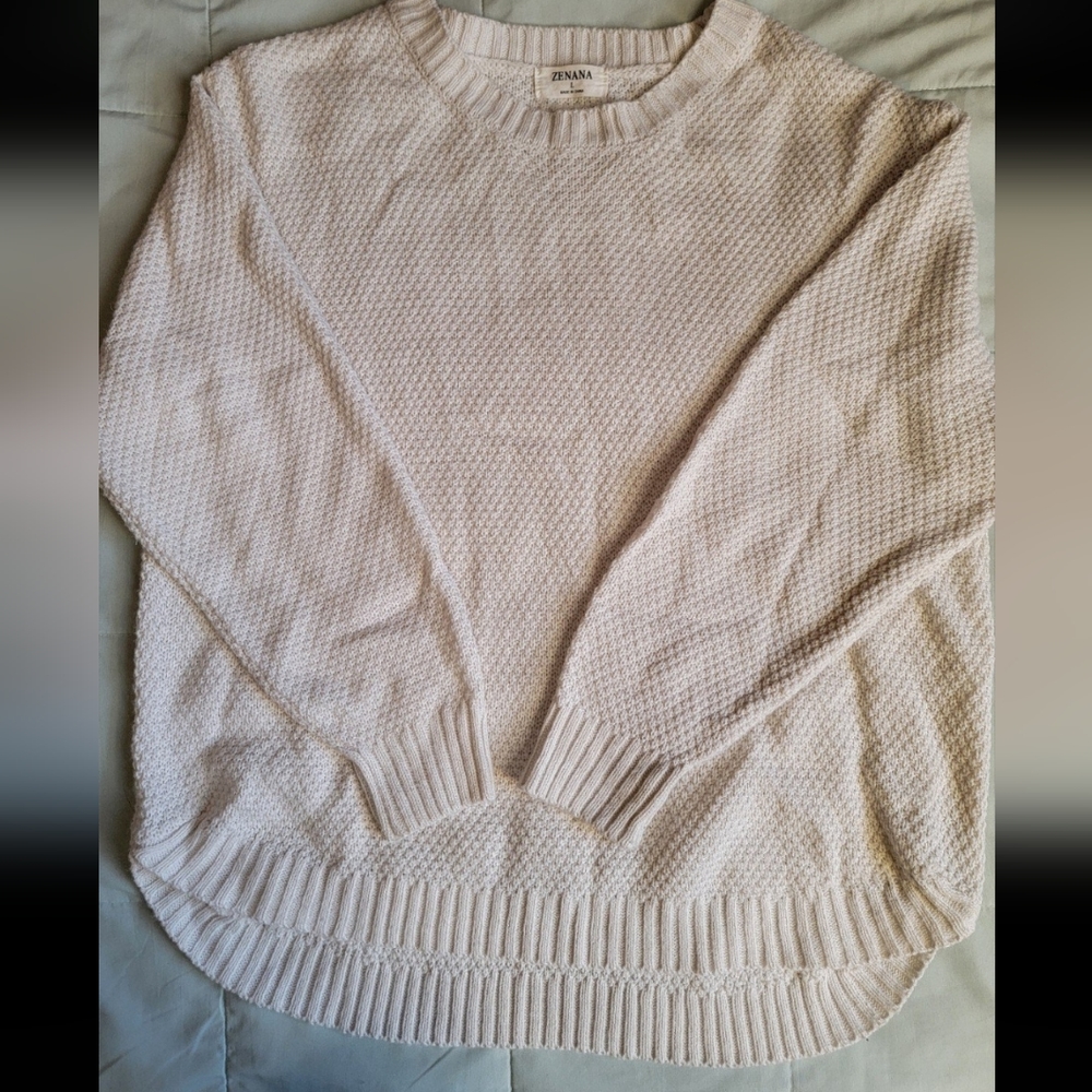Knitted white womens sweater